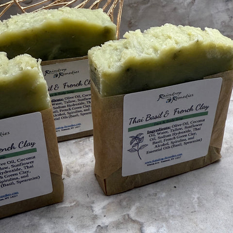 Thai Basil & French Clay Soap in row
